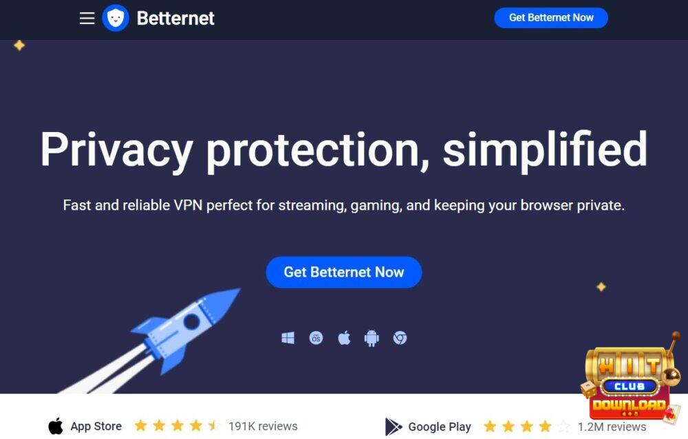 Bạn có thể tải phần mềm qua website chính thức của Betternet VPN